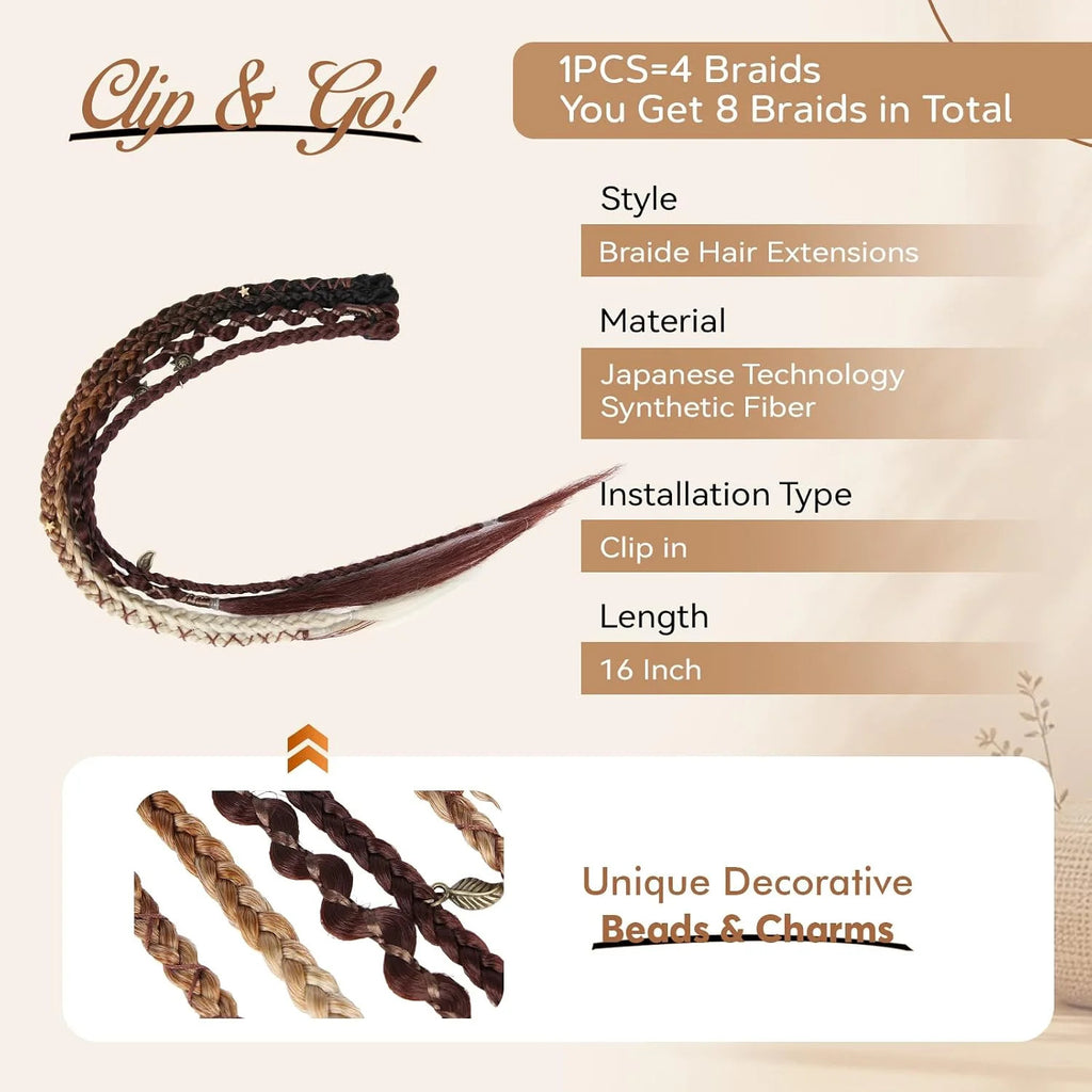 16-Inch Clip-In Dreadlocks Hair Extensions for Women - Natural Look