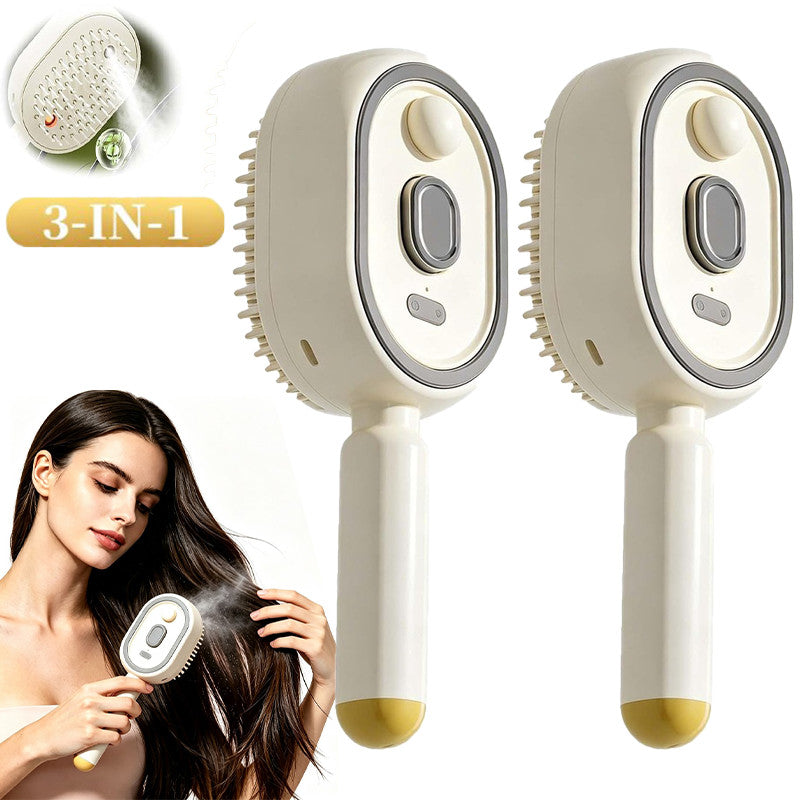 Electric Steam Hair Brush with Nano Mist & Red Light Therapy - Rechargeable, Portable, Detangling & Hydrating