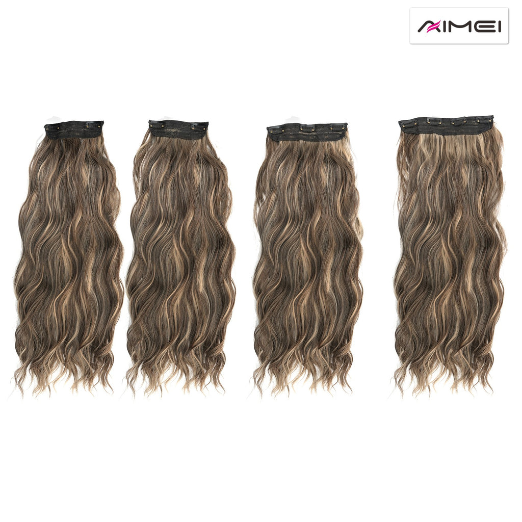 4 Pieces Clip In Hair Extensions Long Wavy 20 Inches - Natural Synthetic Fiber
