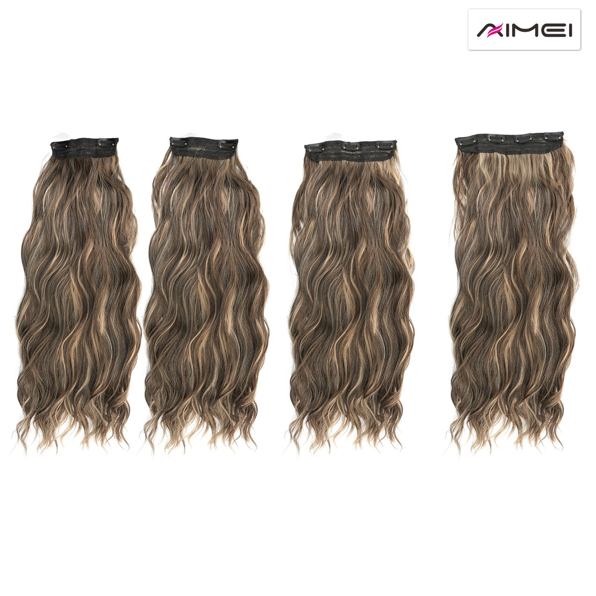 4 Pieces Clip In Hair Extensions Long Wavy 20 Inches - Natural Synthetic Fiber