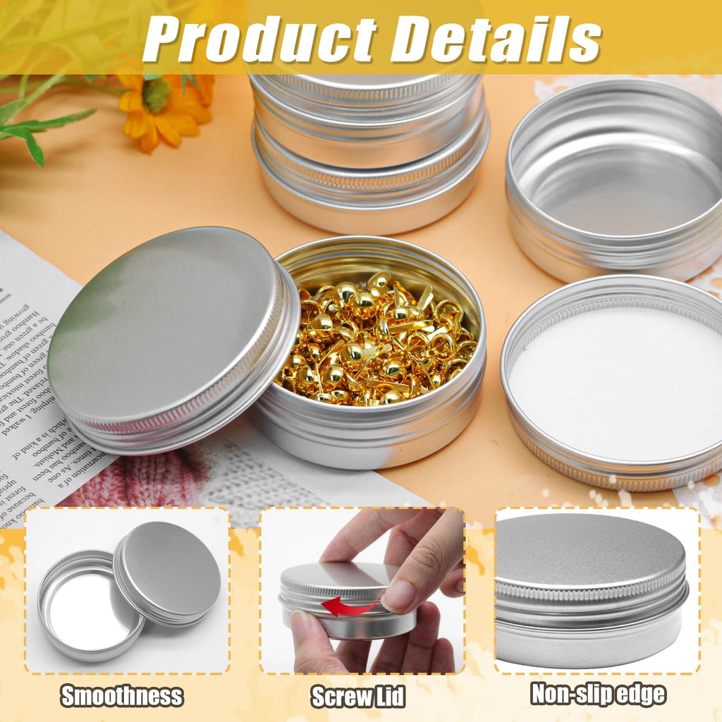 12-Pack 2oz Refillable Aluminum Lip Balm & Cosmetic Tin Containers