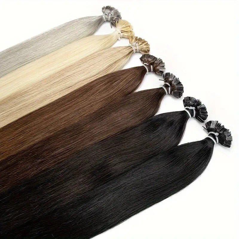 Keratin Tip Hair Extensions - Unprocessed Human Hair Bonded Strands 100 Pack