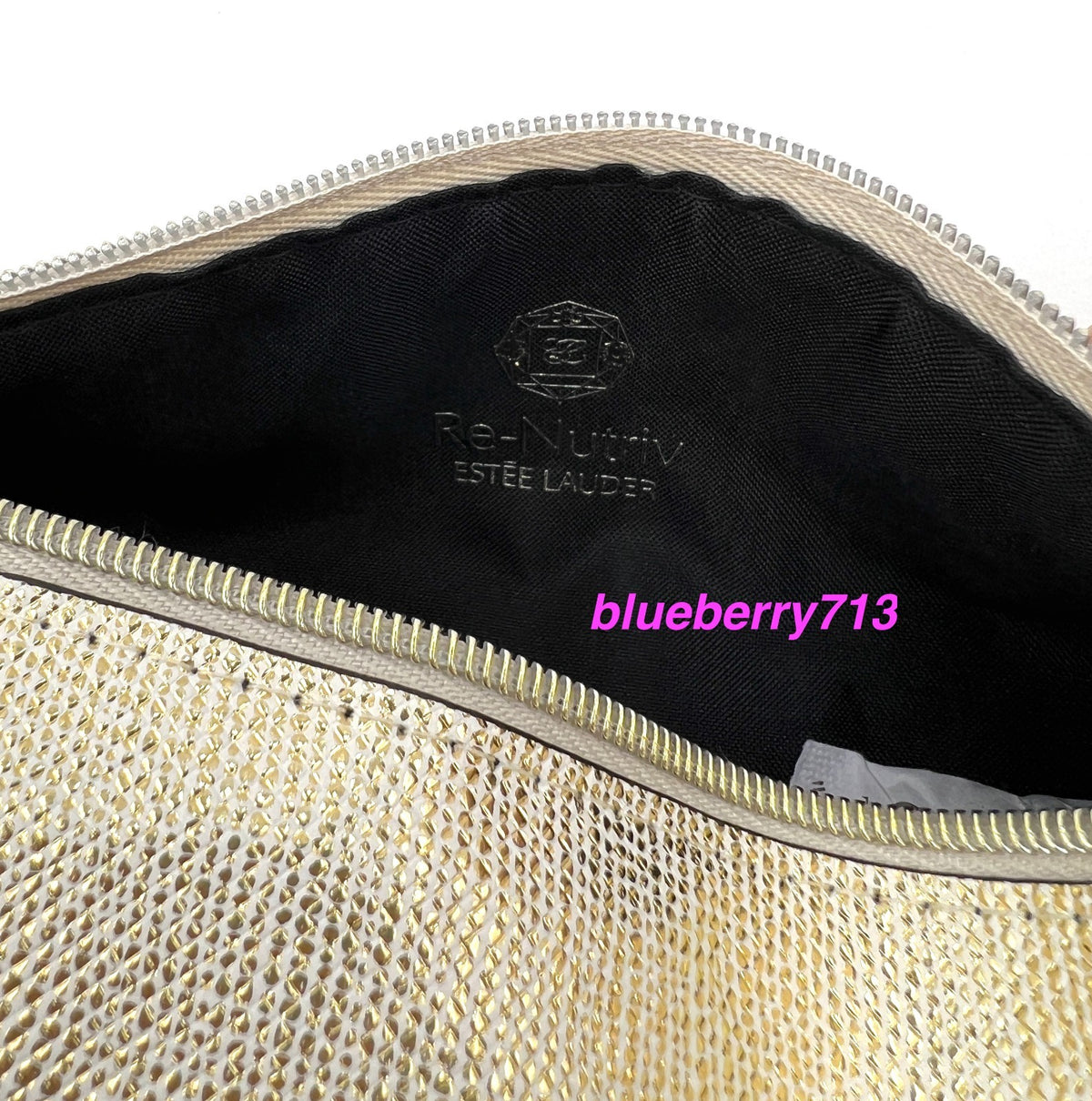 2 Gold Cosmetic Makeup Bags Clutch Pencil Cases Travel Organizer