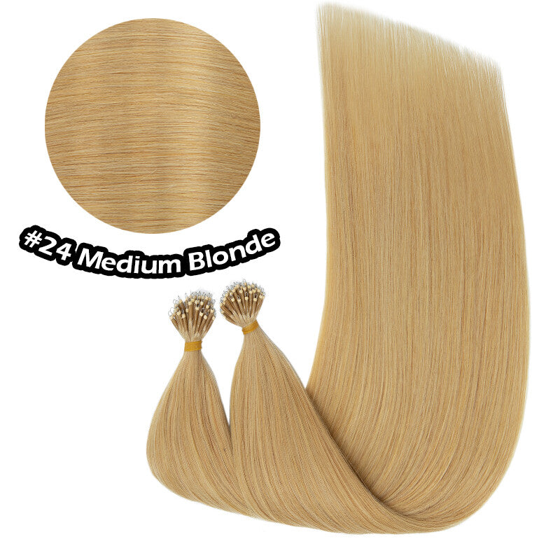 100% Human Hair Extensions Nano Ring Loop Micro Beads Blonde S