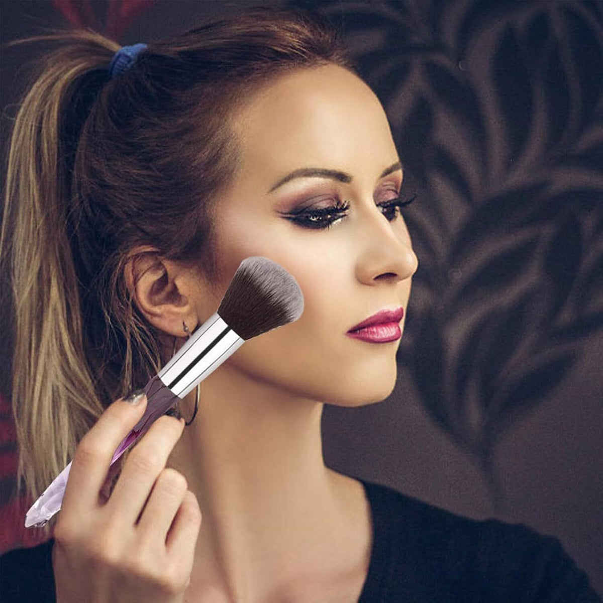 10PCS Makeup Brush Set with Crystal Handles - Powder, Eye, Eyeliner Brushes for Beginners