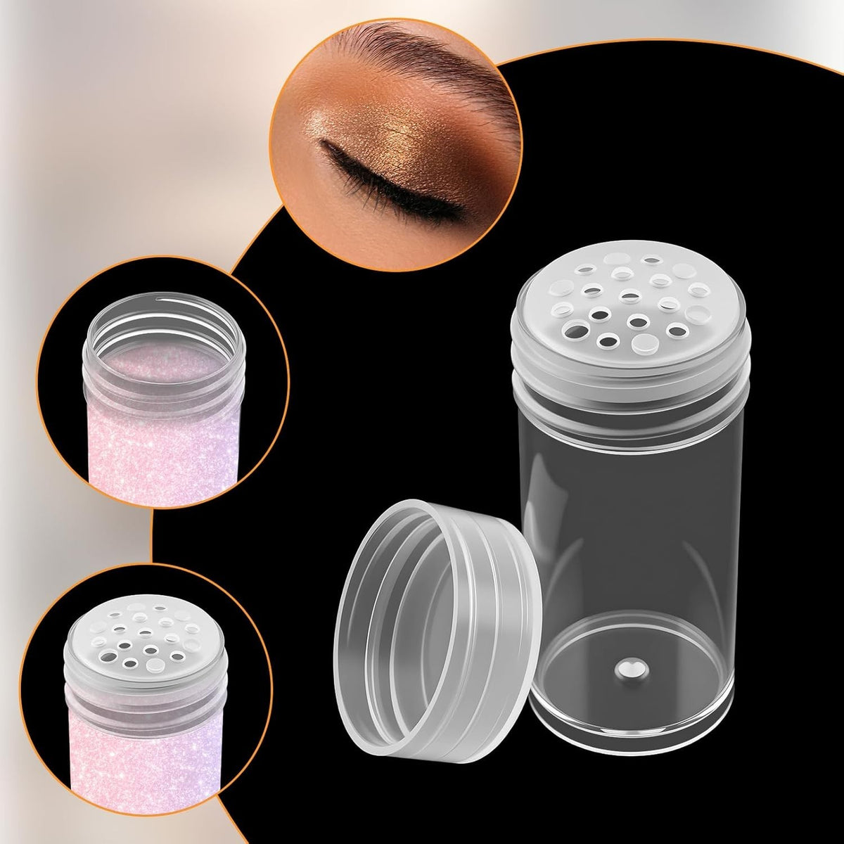 10 Pack Clear Plastic Powder Jars with Sifter Lids for Glitter & Eyeshadow