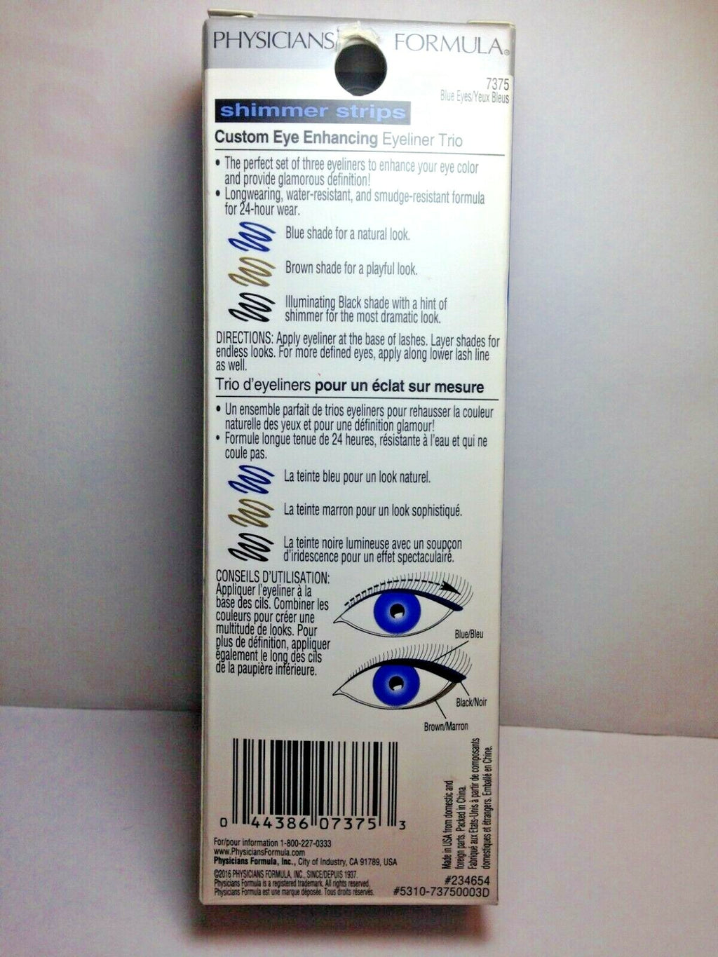 Physicians Formula Shimmer Eyeliner Trio for Blue Eyes - 24 Hour Wear, Hypoallergenic, Smudge-Resistant, Includes Sharpener
