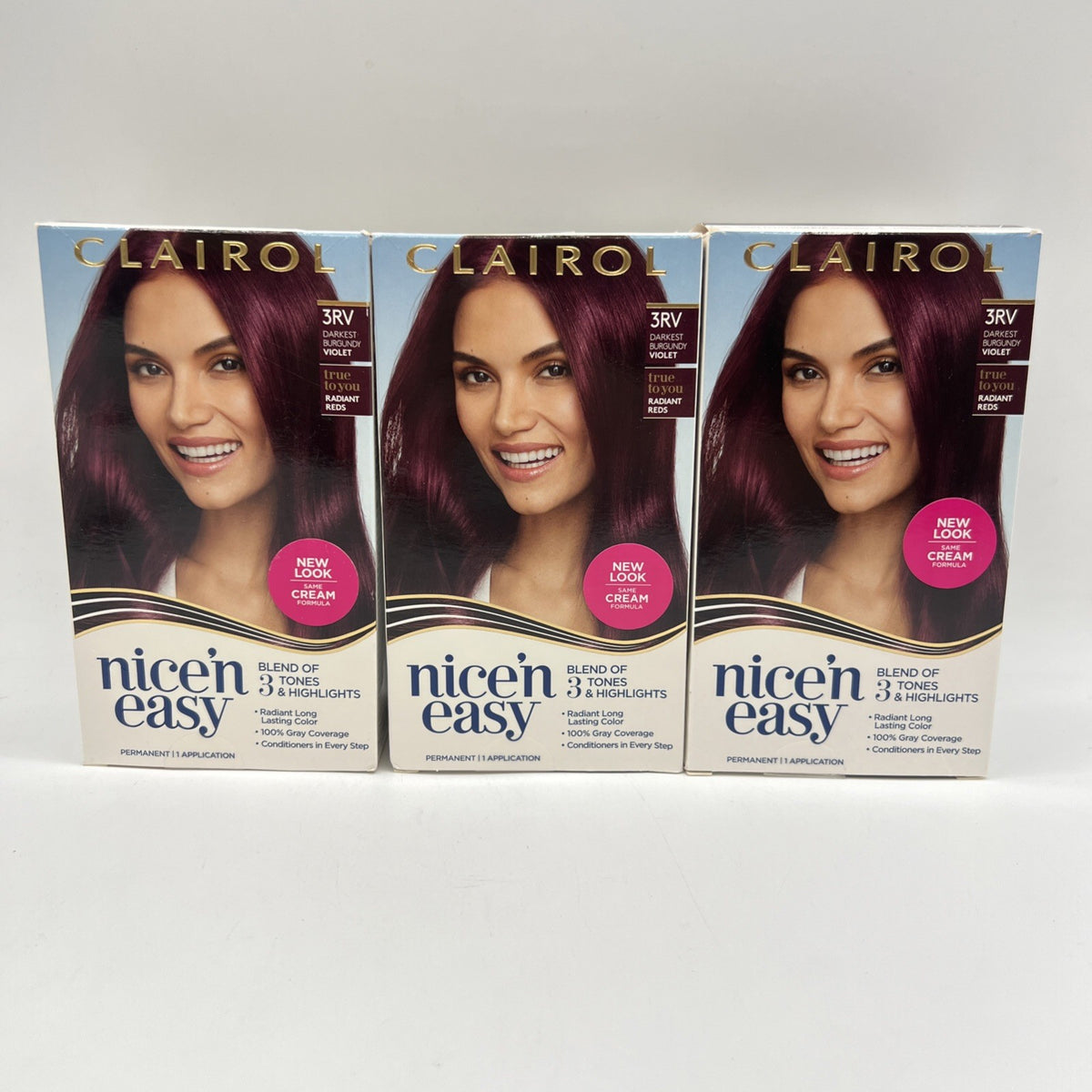 Permanent Hair Dye - Darkest Burgundy Violet 3RV - 3 Pack