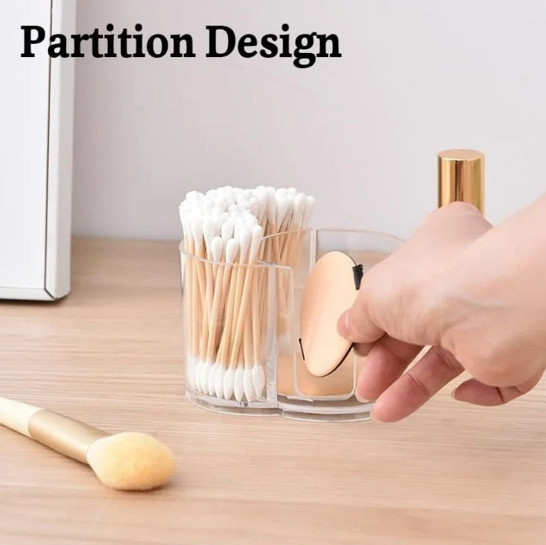 2-in-1 Acrylic Cotton Swab & Pad Storage Box Makeup Organizer Container