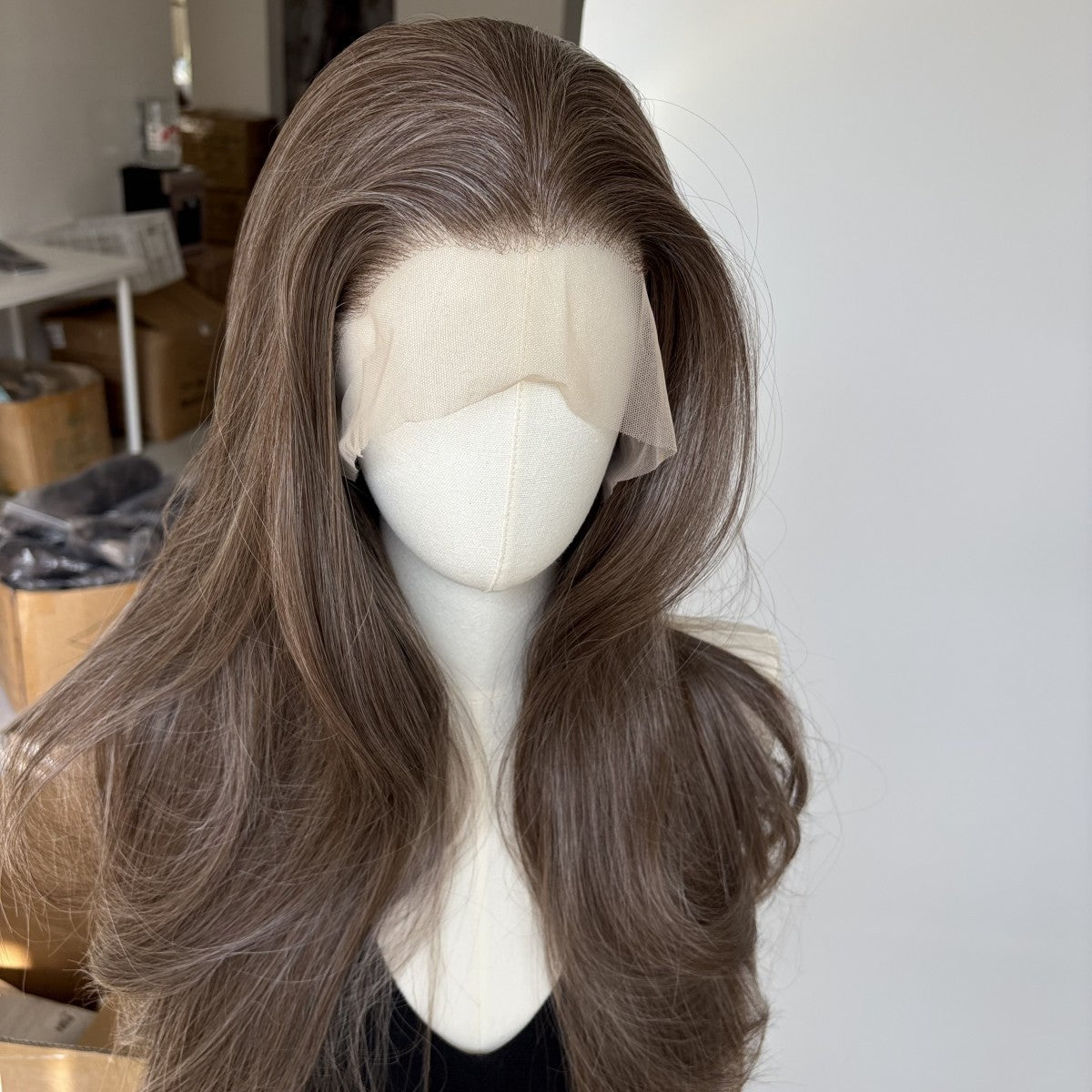 Brown Blonde Long Straight Synthetic Lace Front Wig 13x4 Frontal
