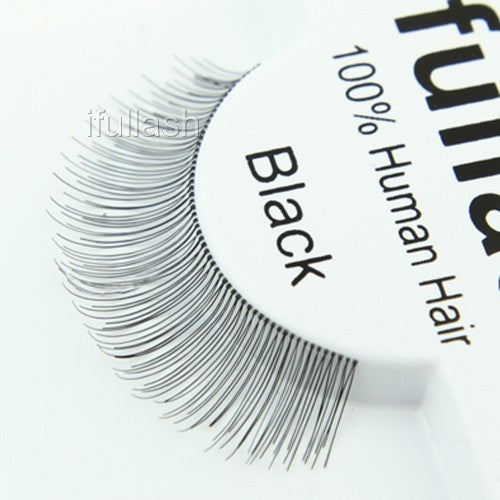 100% Human Hair Eyelashes – False Lash Set, Black, 6 or 12 Pairs