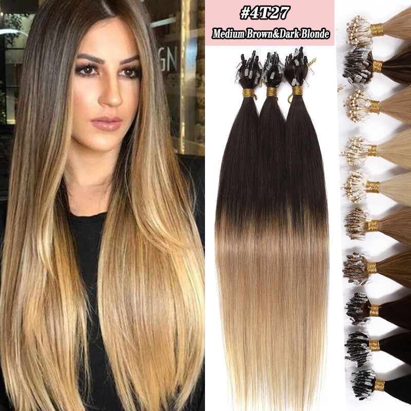 100% Human Hair Micro Loop Extensions - Long, Natural Remy Hair