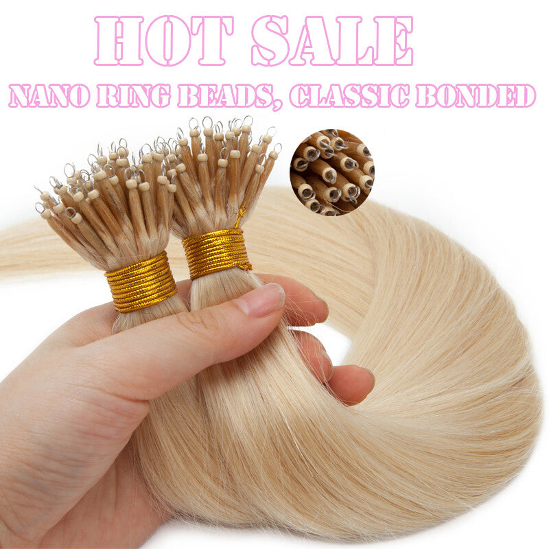 Remy Human Hair Extensions 18 Inch Thick Nano Ring Micro Tips Beads