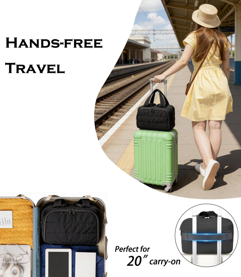 Travel Toiletry Bag for Women, Large Black Cosmetic Makeup Bag