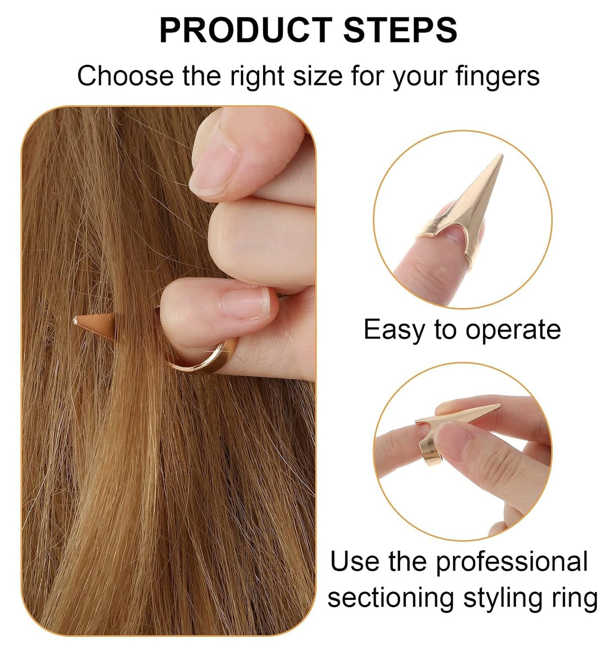 15 Pcs Metal Hair Braiding Parting Rings Set for Hair Styling & Styling Aids