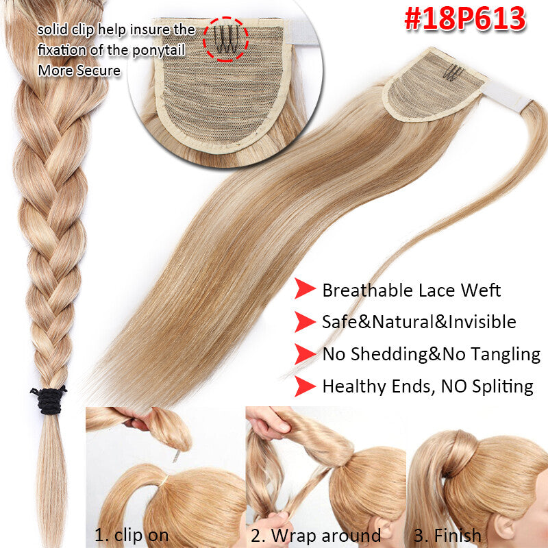 Remy Human Hair Ponytail Extensions Claw In Thick 100G for Natural Look