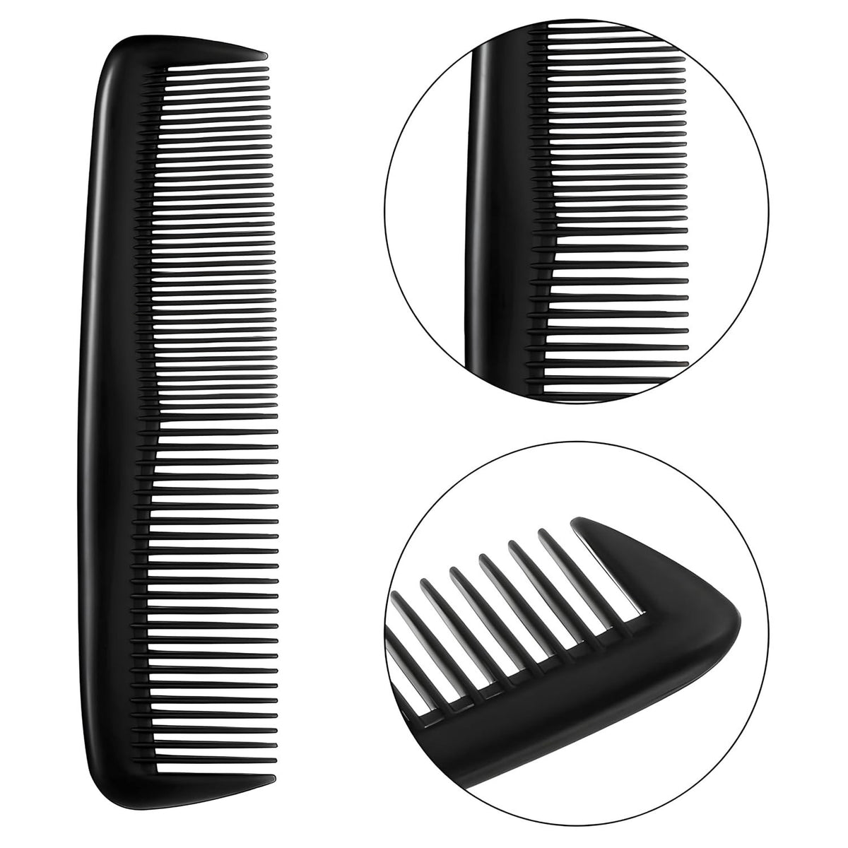 12 Pack Black Hair Combs - 5 Inch Dual-Bristle Styling Comb Set