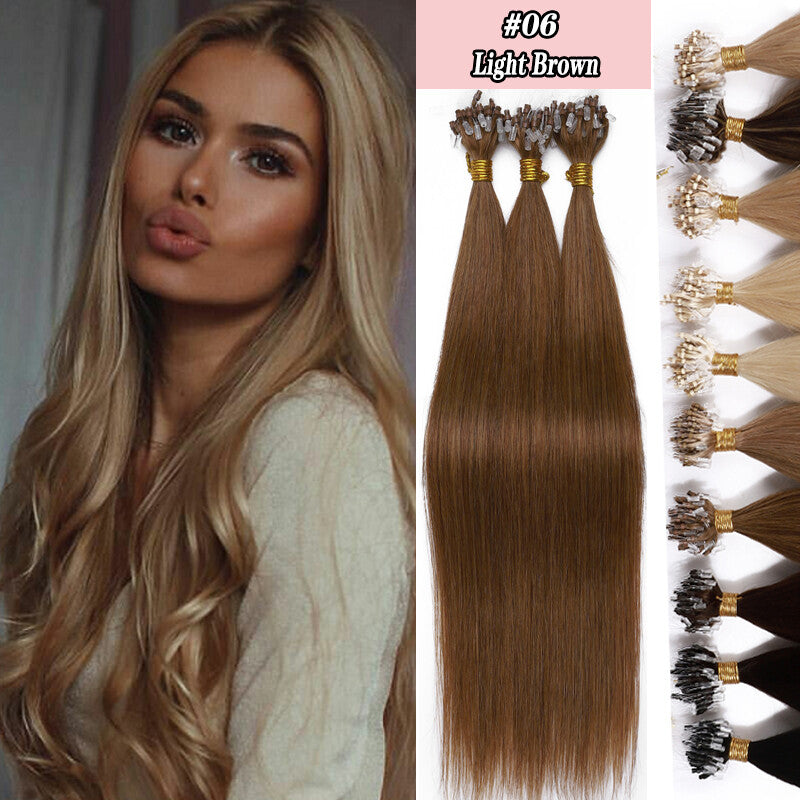 100% Human Hair Micro Loop Extensions - Long, Natural Remy Hair