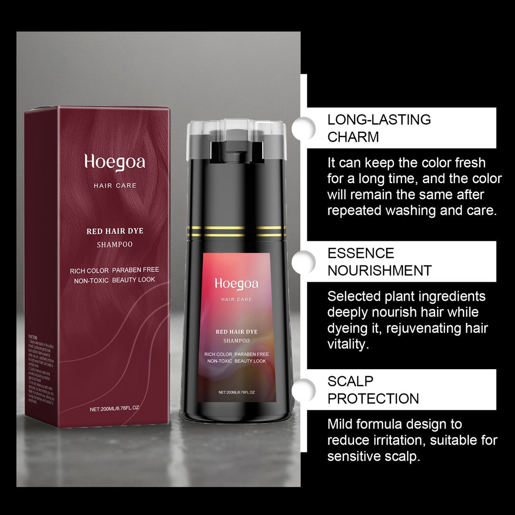 Red Hair Dye Shampoo 3-in-1 Instant Hair Color & Nourishing Treatment
