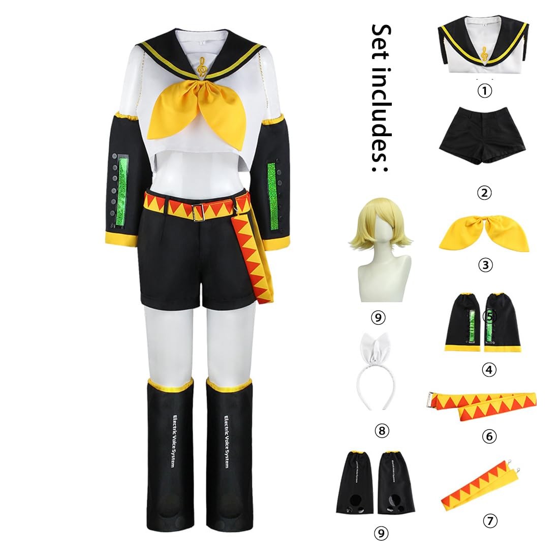 Kagamine Rin & Len Cosplay Costume Set - Halloween Uniforms for Anime Fans