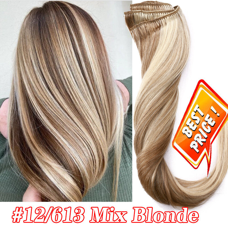 Thick Human Hair Clip-In Extensions Full Head Double Weft Remy Hair