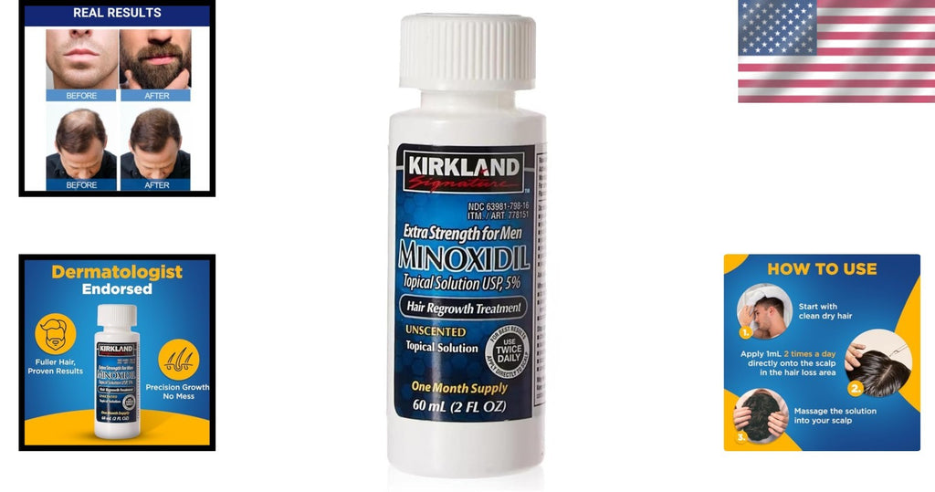 Men's 5% Minoxidil Hair Regrowth Treatment - 2oz with Easy Drop Application