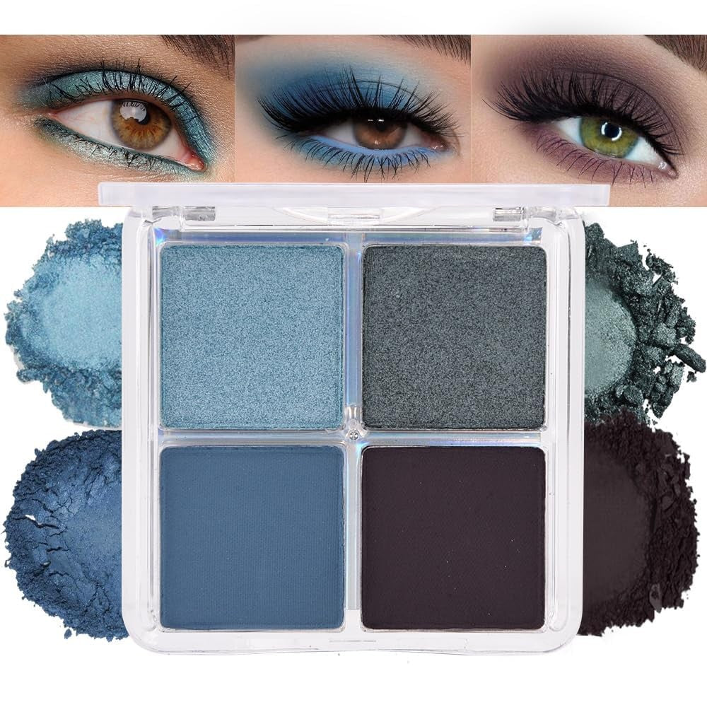 Matte Eyeshadow Quad Palette for Mature Skin - Waterproof Natural Brown
