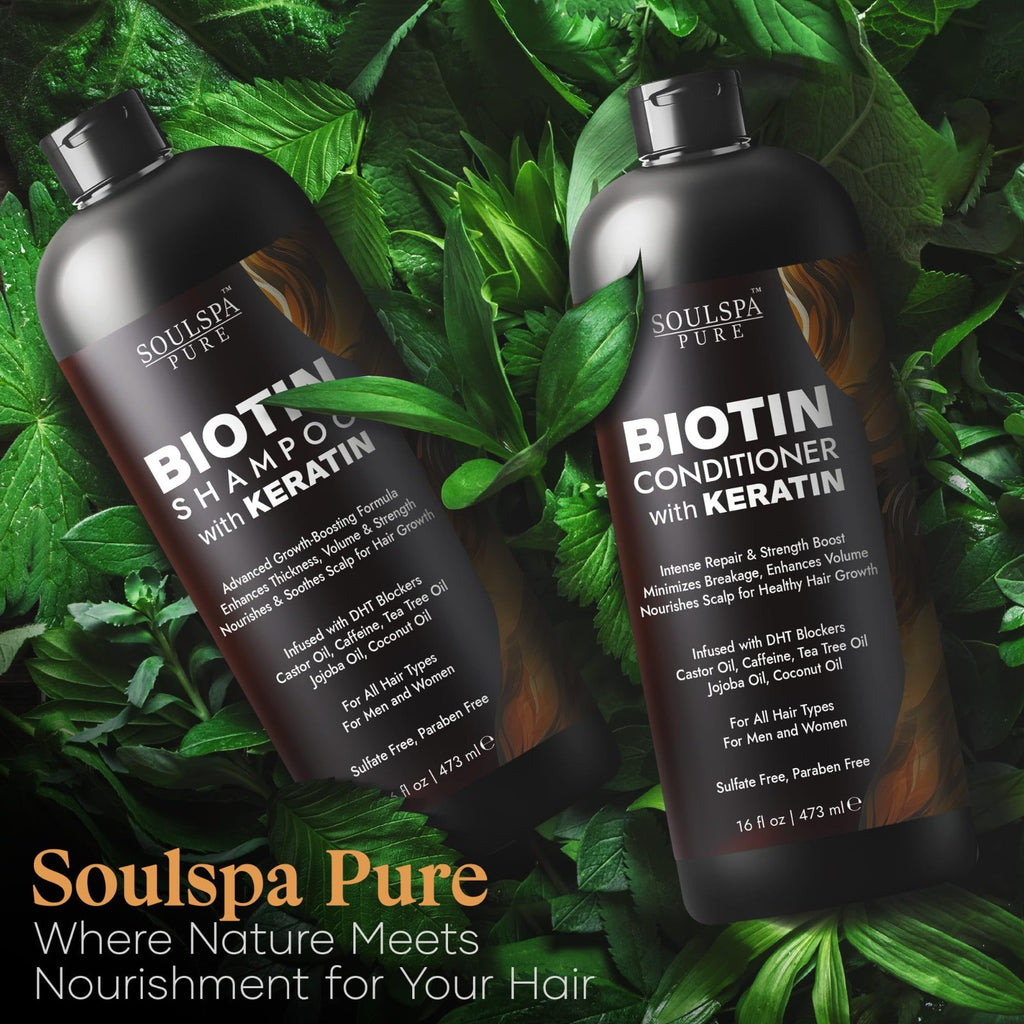 Biotin & Keratin Hair Growth Shampoo & Conditioner Set - Sulfate-Free 16 fl oz