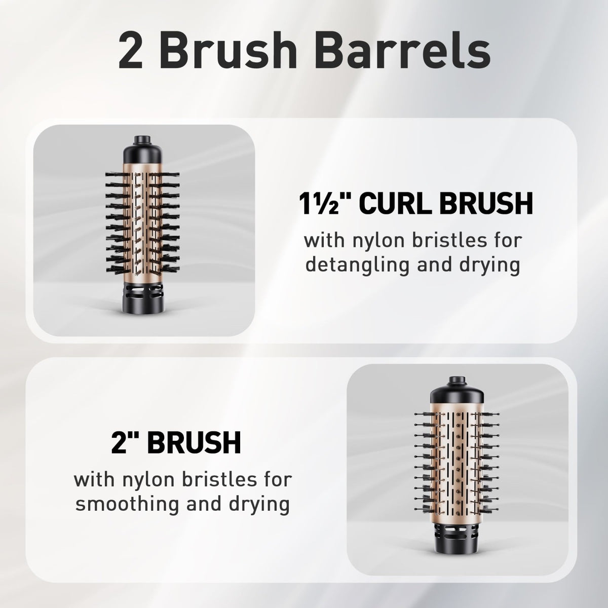 3-in-1 Rotating Hair Dryer Brush with Ceramic Coating and Interchangeable Attachments