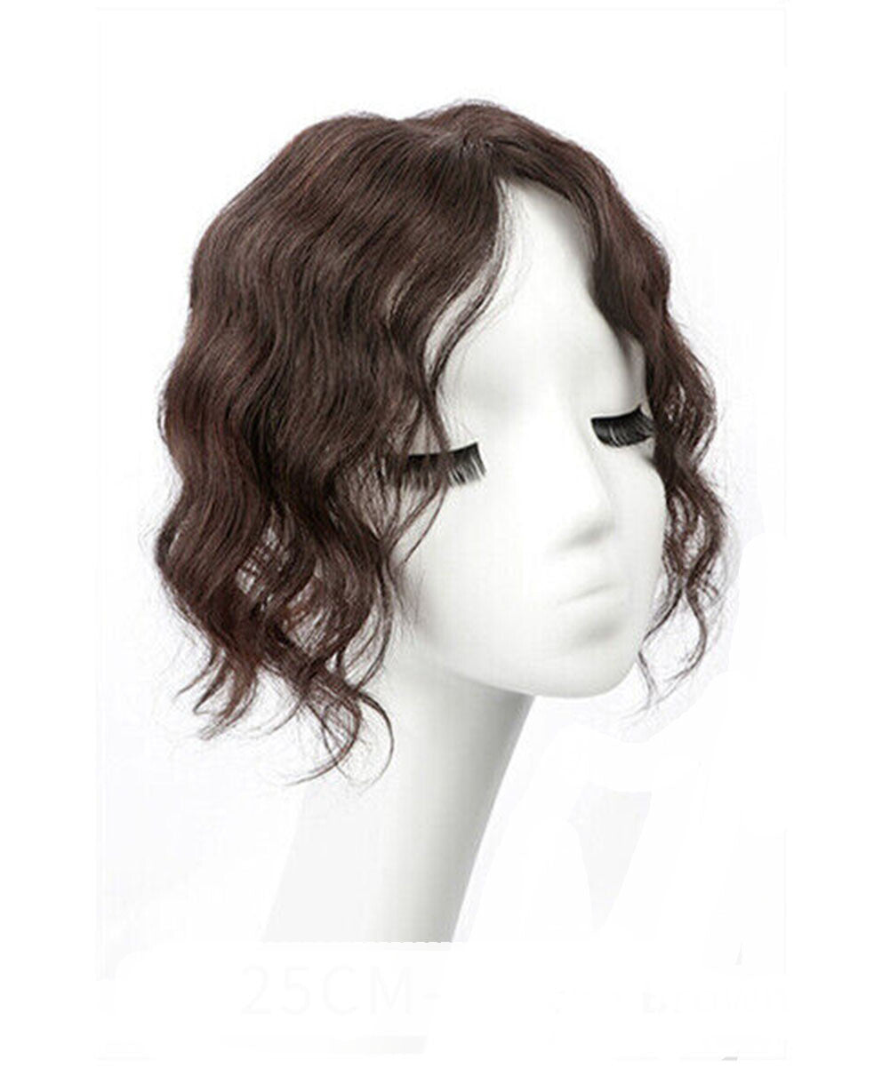 12-Inch Human Hair Topper Wiglet for Women - Remy Real Hair, Breathable Base, Style & Cover Hair Loss