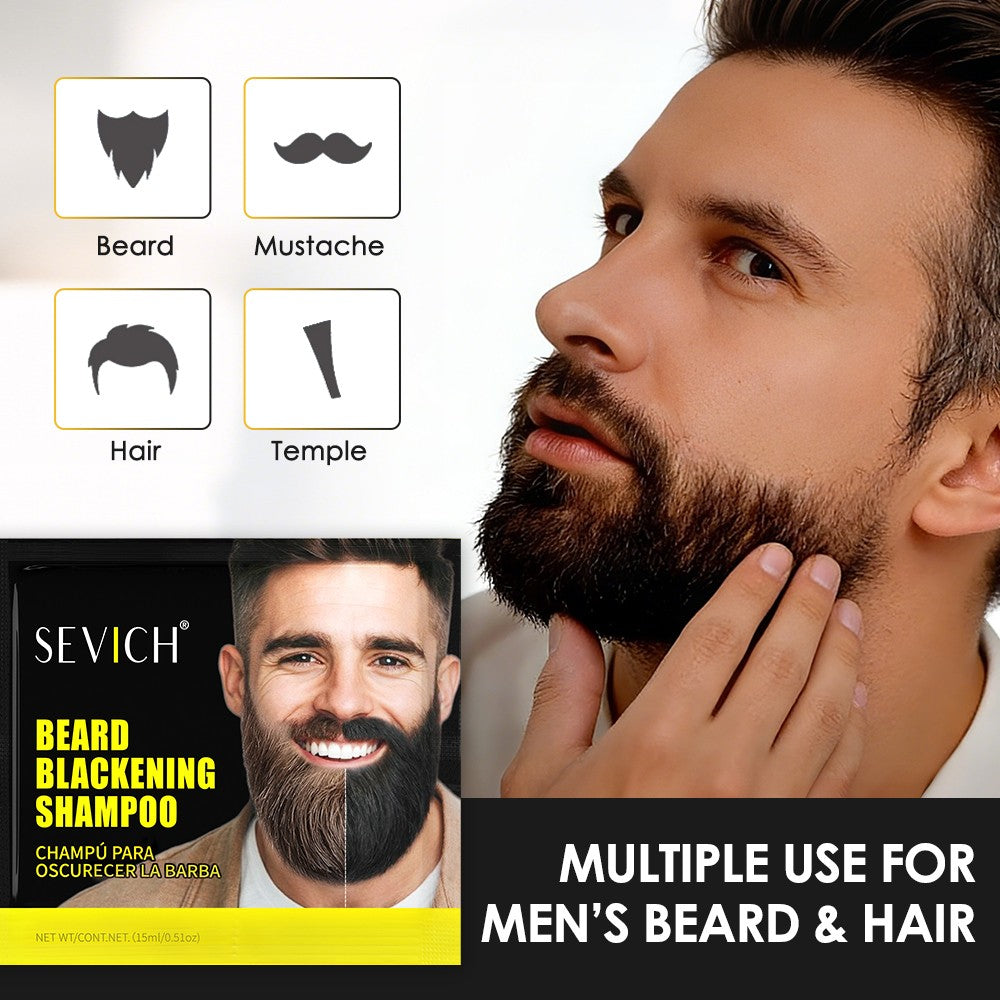 Men's 2-in-1 Beard & Hair Color Shampoo - Natural Black Dye, Permanent, 200ML