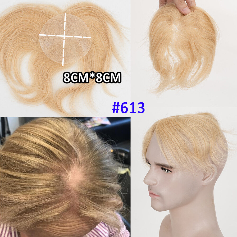 Men's Hair Patch Toupee for Bald Spot Full Skin Base Natural Remy Human Hair