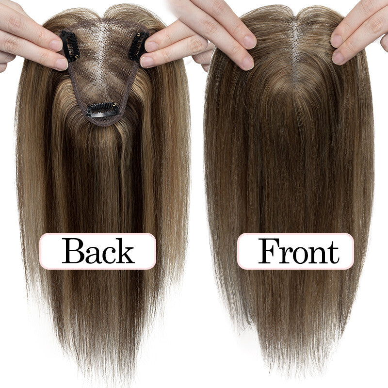 Clip-In Human Hair Topper with Lace Base - Remy Hair Extensions for Volume