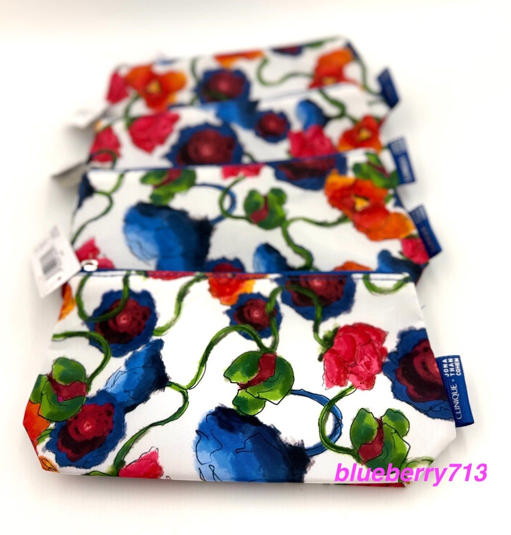 4 Small Flower Printed Cosmetic Makeup Bags - Clinique Jona Than Cohen