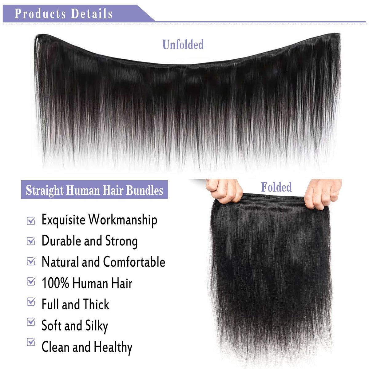 12A Human Hair Bundles - 3 Straight Brazilian Virgin Hair 14-18 Inch