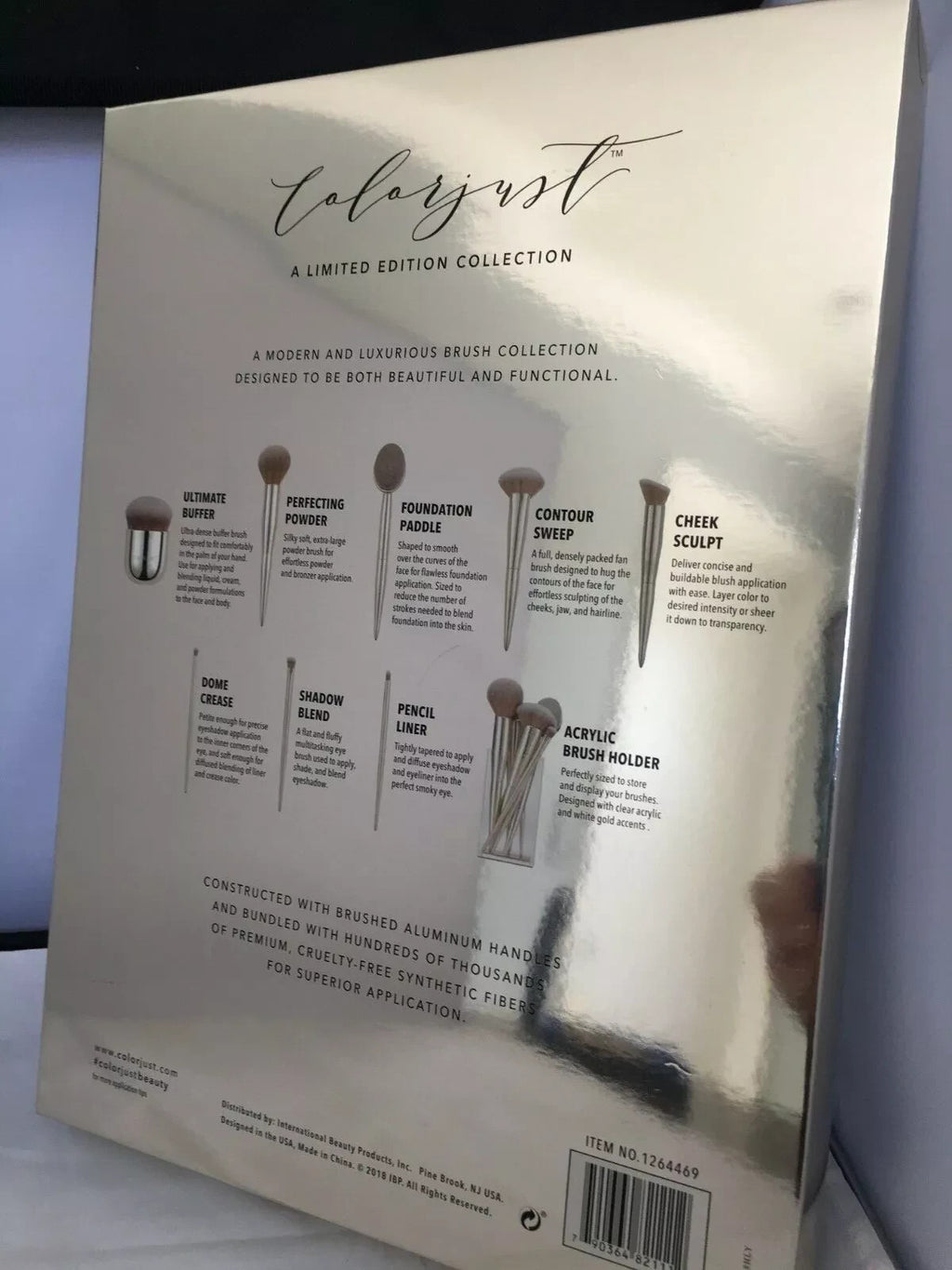 Colorjust Limited Edition Makeup Brush Set with Clear Acrylic Holder