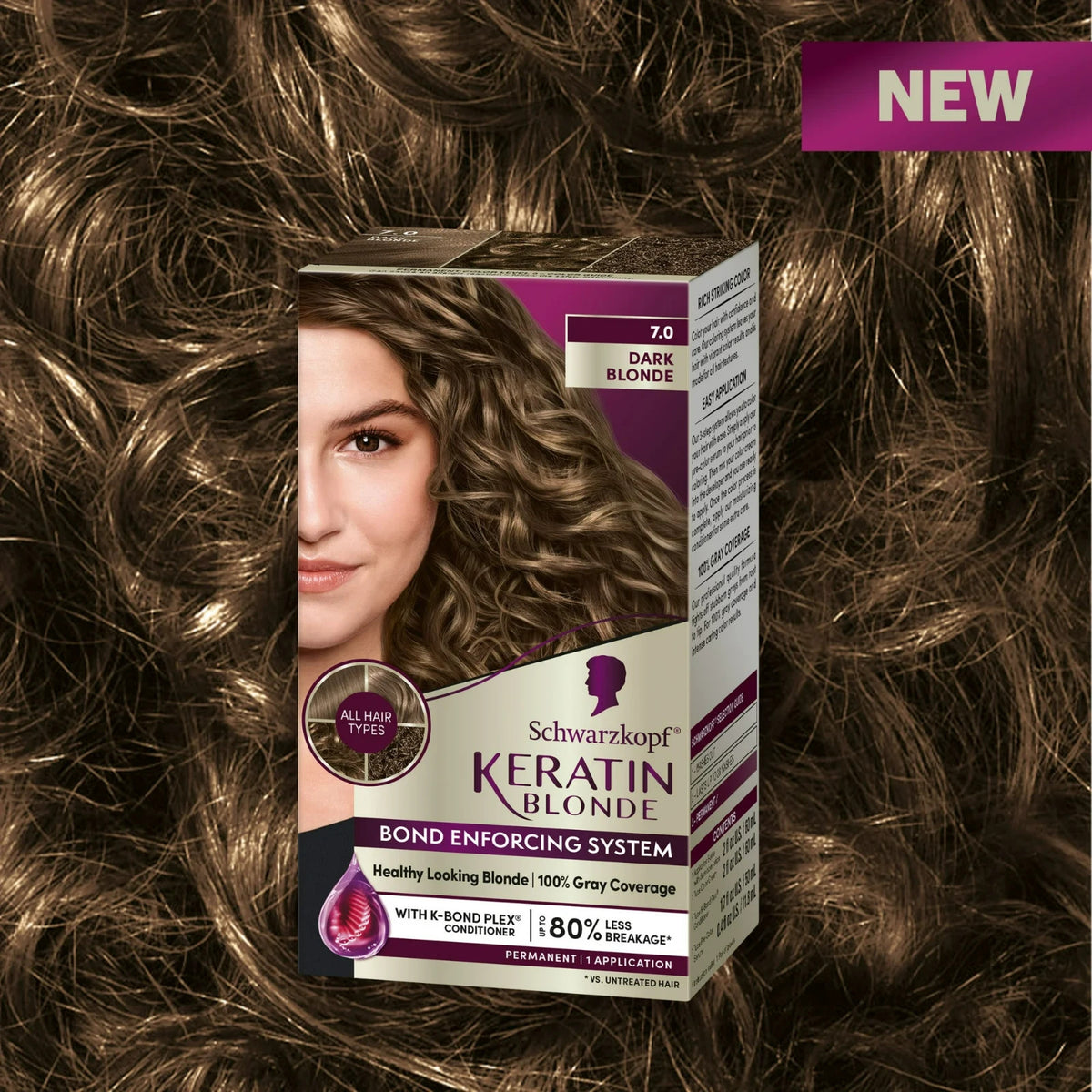 Dark Blonde Hair Dye Kit - Permanent Hair Color with Keratin & Apricot Oil
