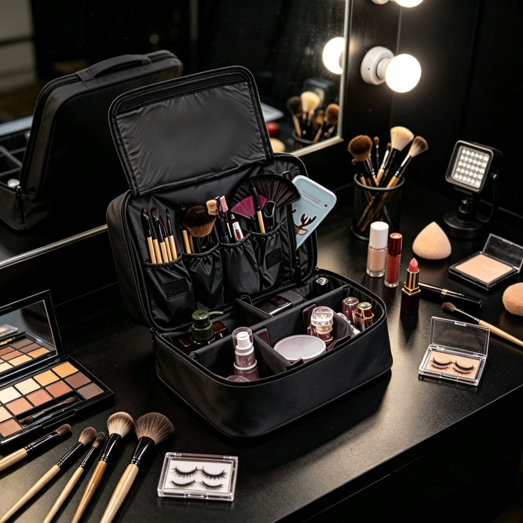 Travel Makeup Train Case Cosmetic Organizer with Waterproof Oxford Cloth