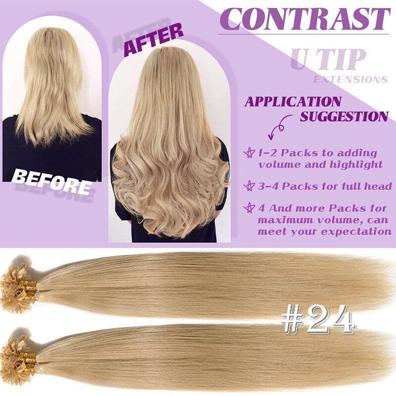 Keratin Bonded Hair Extensions 100% Human Remy Full Head Thick Hair - Multiple Colors & Lengths