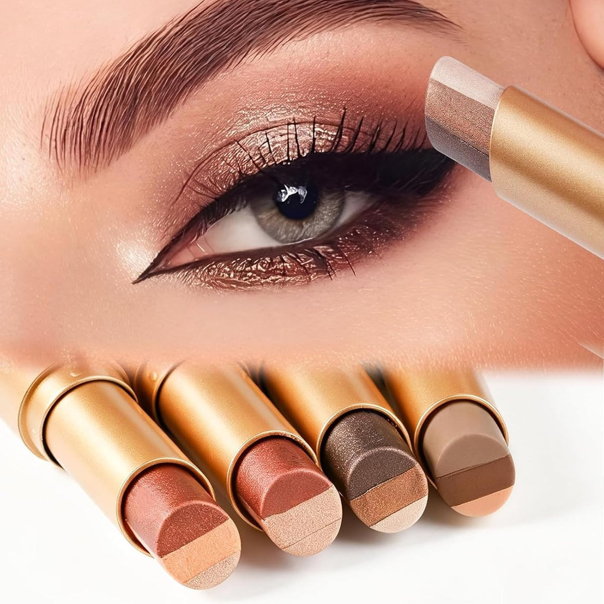 Gradient Eyeshadow Stick Set - 4Pcs Matte & Shimmer Waterproof, Long-Lasting
