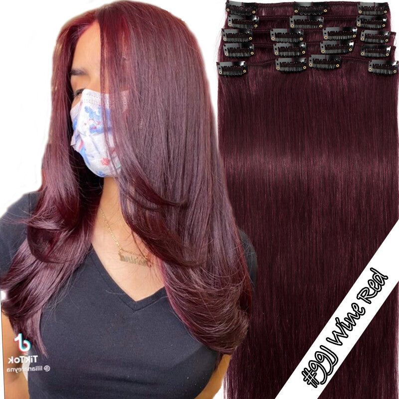 Clip-In 100% Remy Human Hair Extensions for Full Head - Multiple Colors & Lengths