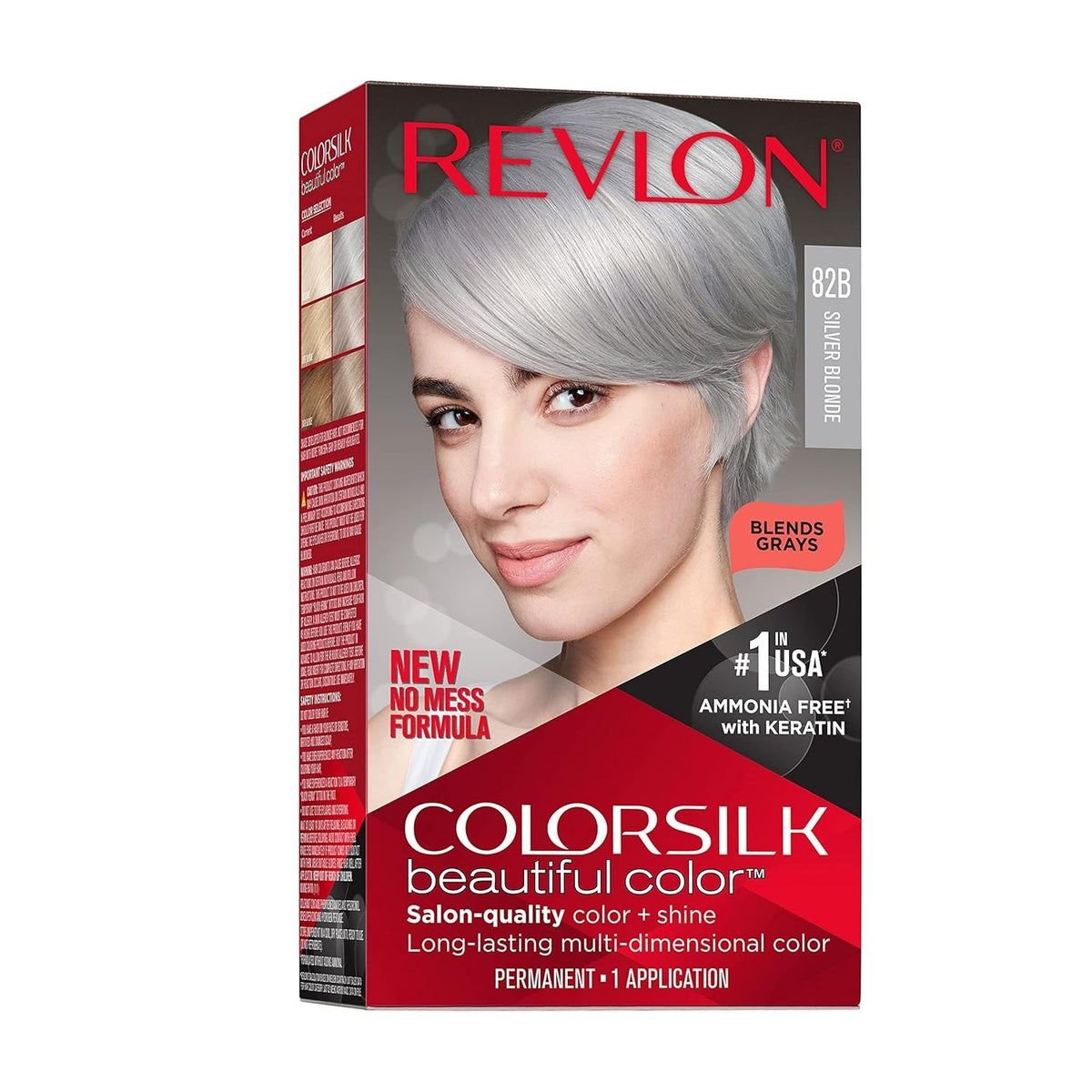 Revlon ColorSilk Hair Color Kit #82B Silver Blonde Pack of 3
