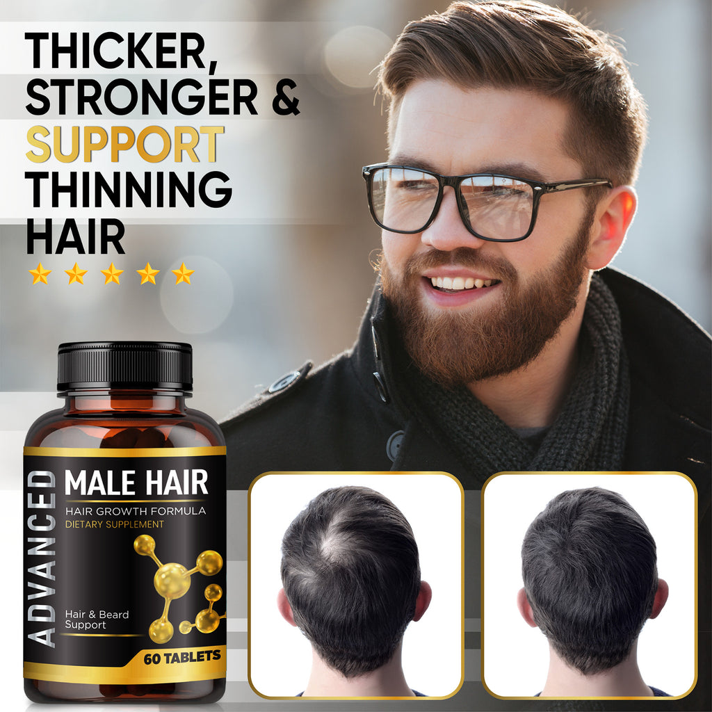 Men's Hair Growth Vitamins for Thicker Fuller Hair & Beard Support
