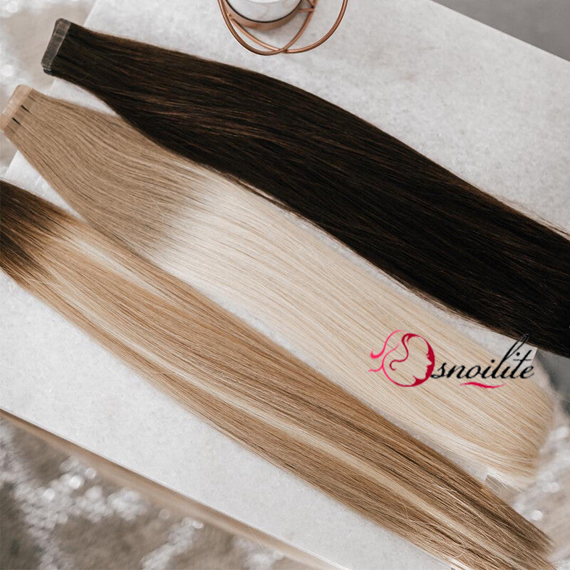 Remy Human Hair Extensions Tape-In Full Head Highlight 100% Thick & Natural