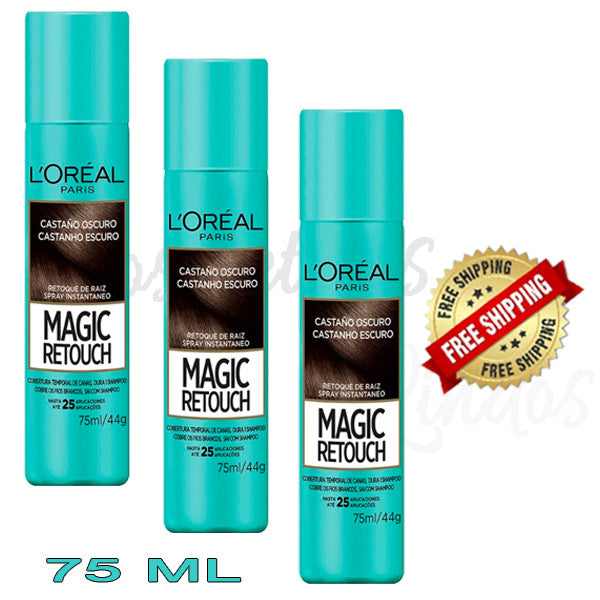 L'Oréal Magic Retouch Hair Concealer Dark Brown 3 Bottles - Gray Coverage