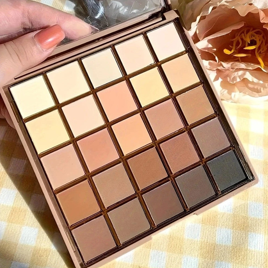 25 Color Eyeshadow Palette Neutral Brown Gray Makeup Set for Daily & Dramatic Looks