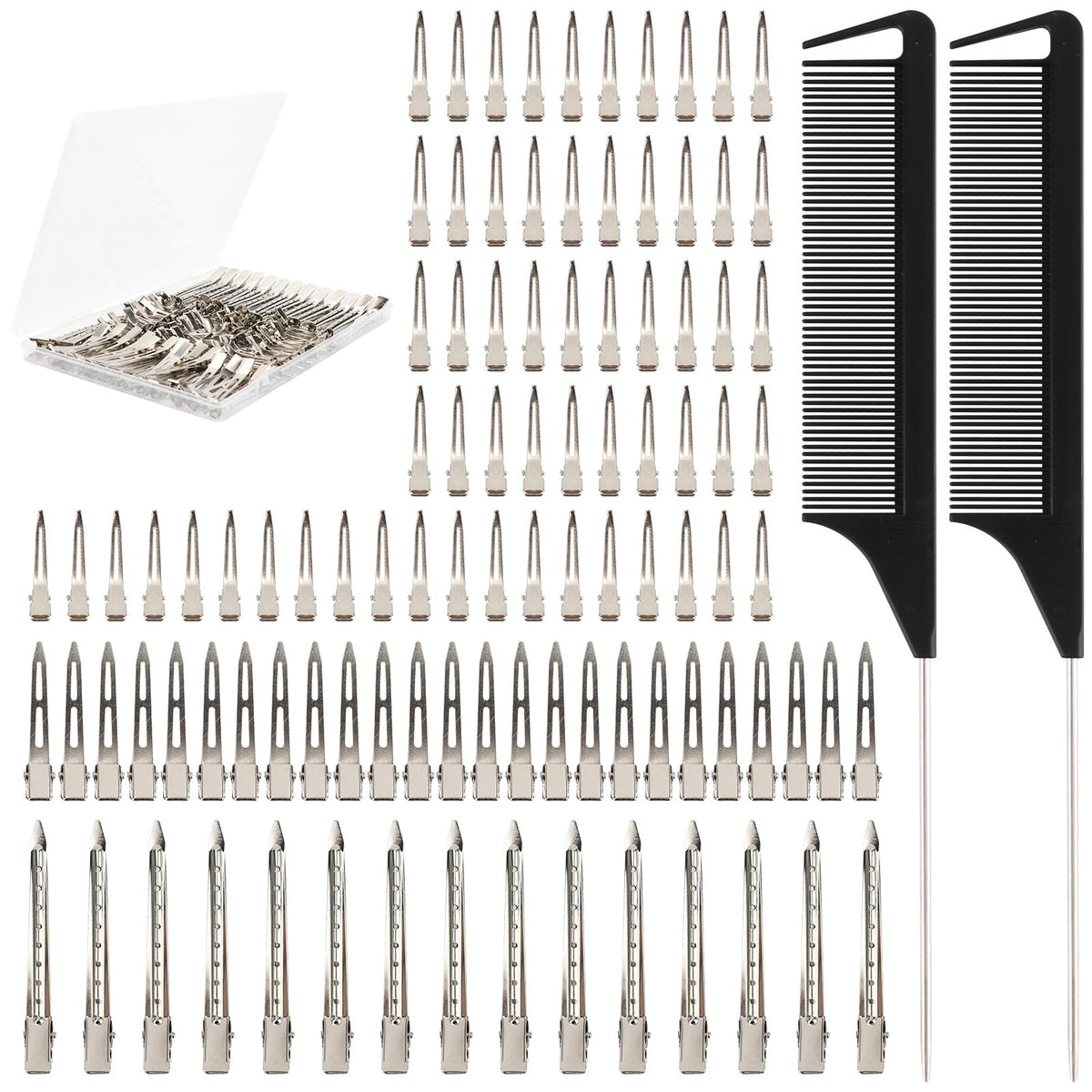 100 Pcs Silver Metal Alligator Clips for Hair, Sewing & Crafting