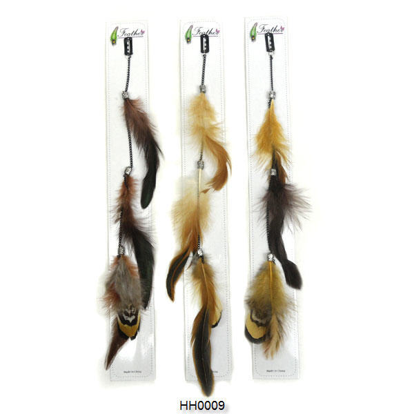 14-Inch Feather & Chain Hair Extensions with Clips - Assorted Colors