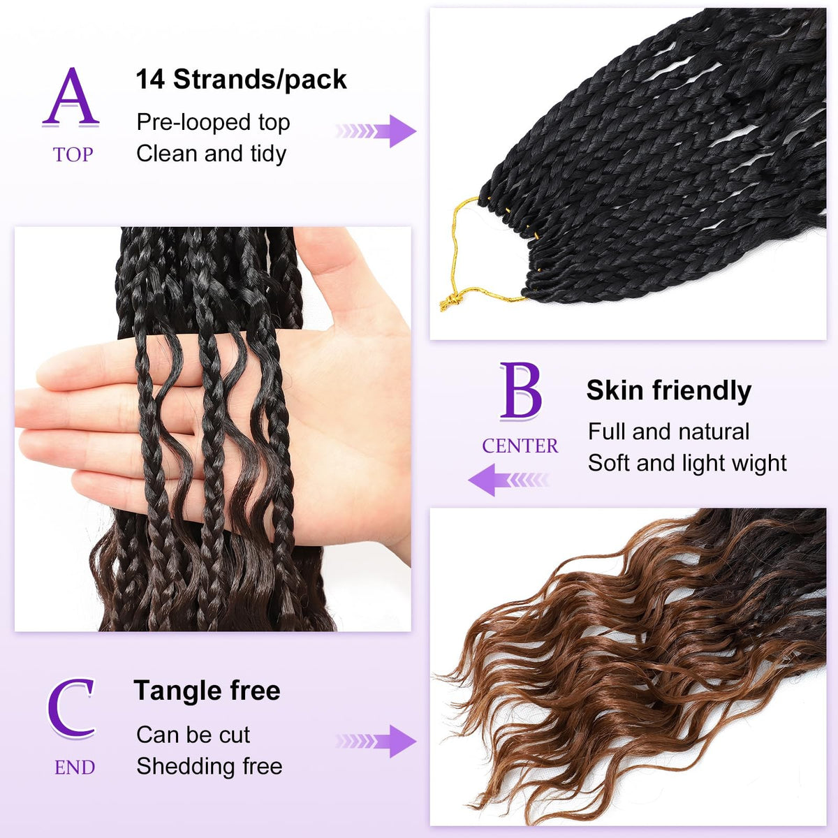 Goddess Box Braids Crochet Hair 18 Inch Boho Style for Black Women