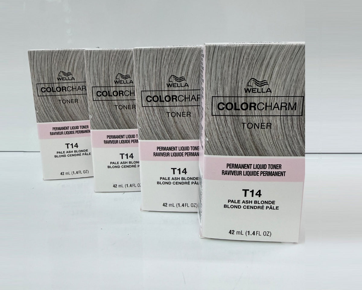 Wella Color Charm T14 Pale Ash Blonde Hair Toner - 1.4 fl oz Pack of 4